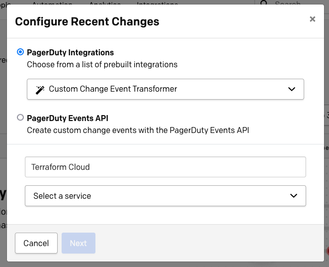 Image of PagerDuty Integration form